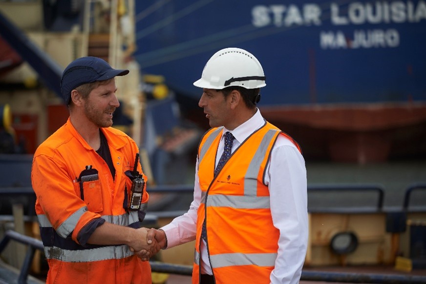 Supervisor Filip Tutak (left) with The Bristol Port Company’s Training Manager Nick Venn