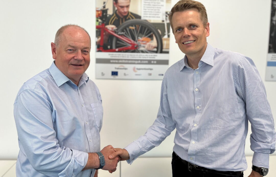 Retiring CEO Martin Dunford greets new Skills Training CEO Guy Ballantine